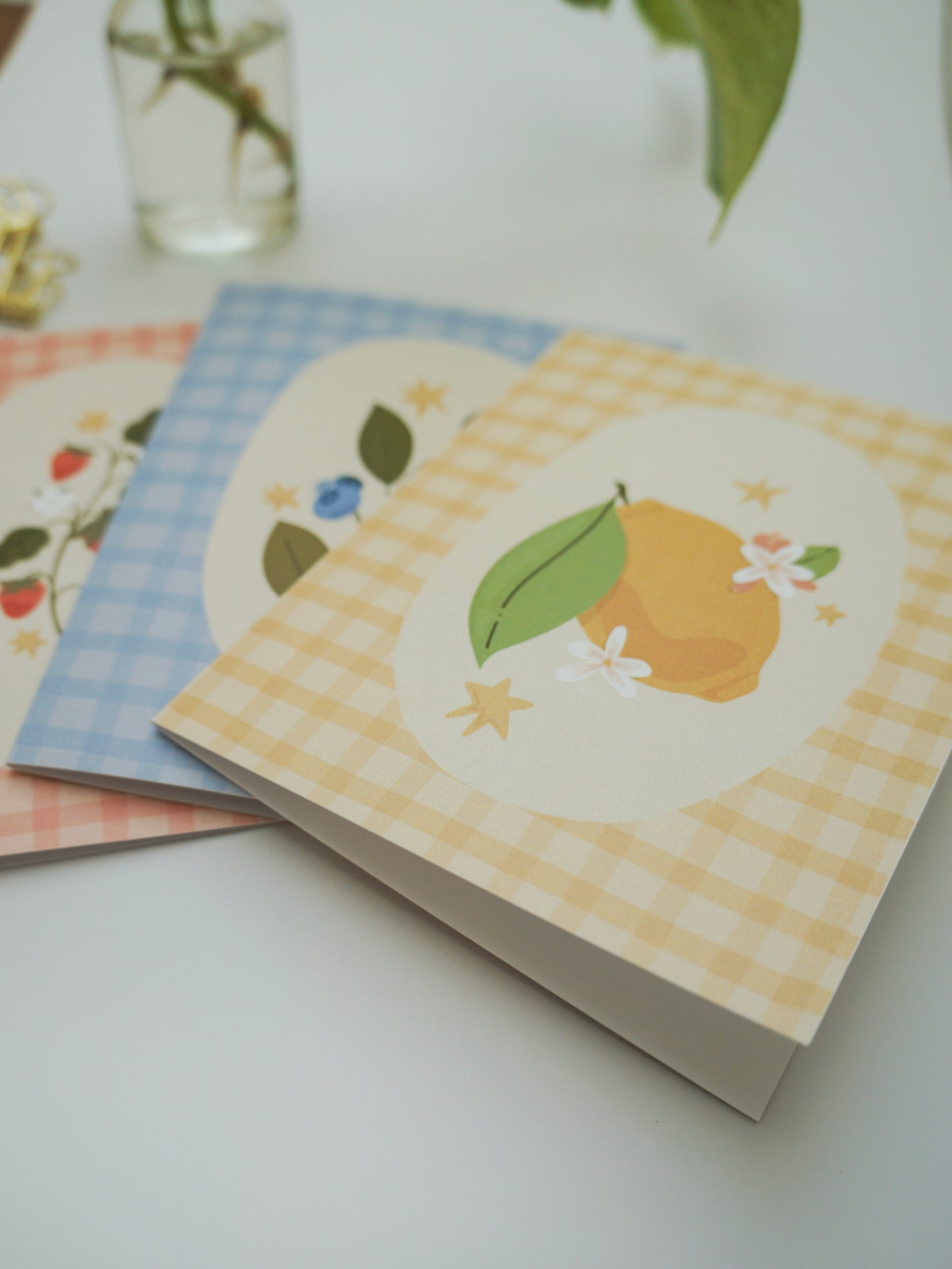 Lemon Gingham Greeting Card