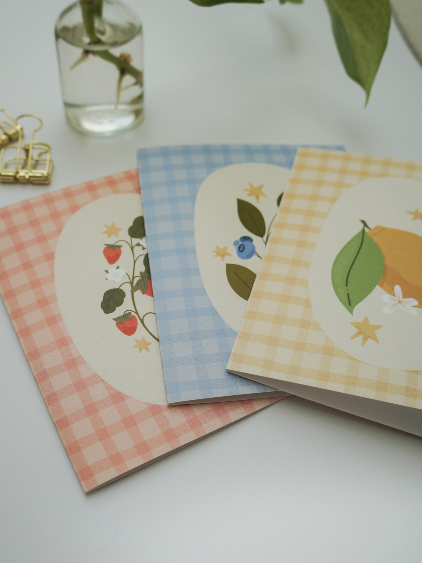Strawberry Gingham Greeting Card