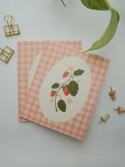 Strawberry Gingham Greeting Card
