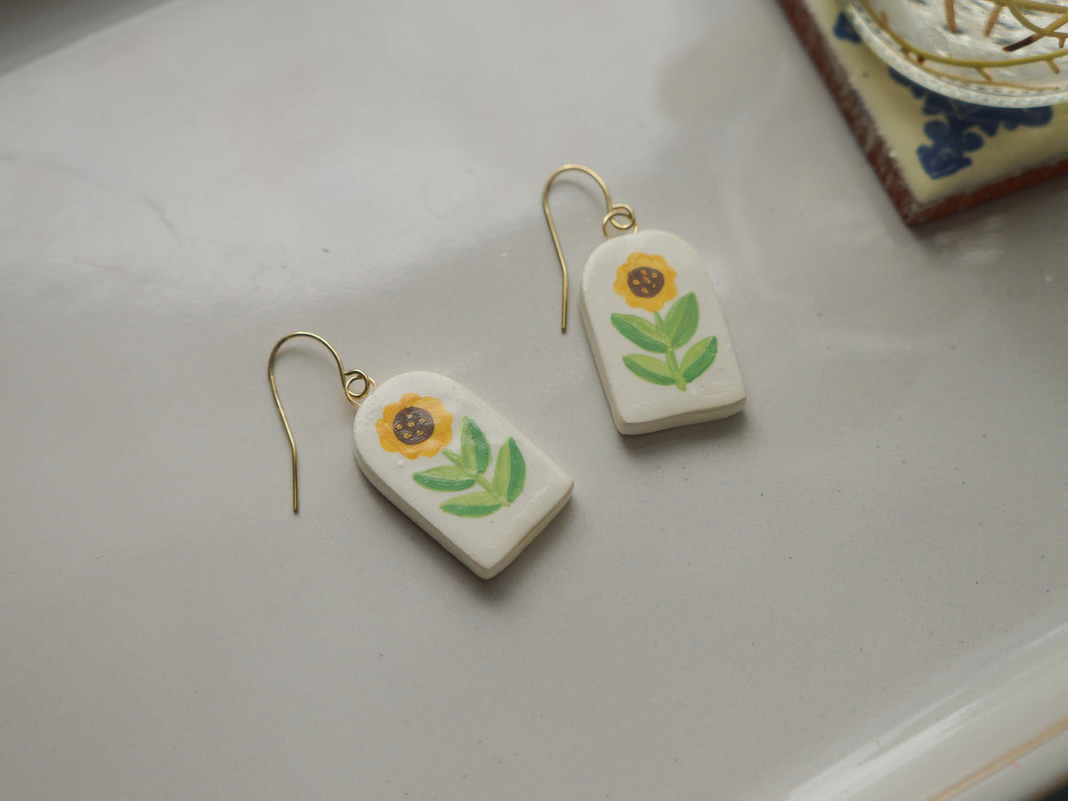 Clay Earrings - Sunflowers