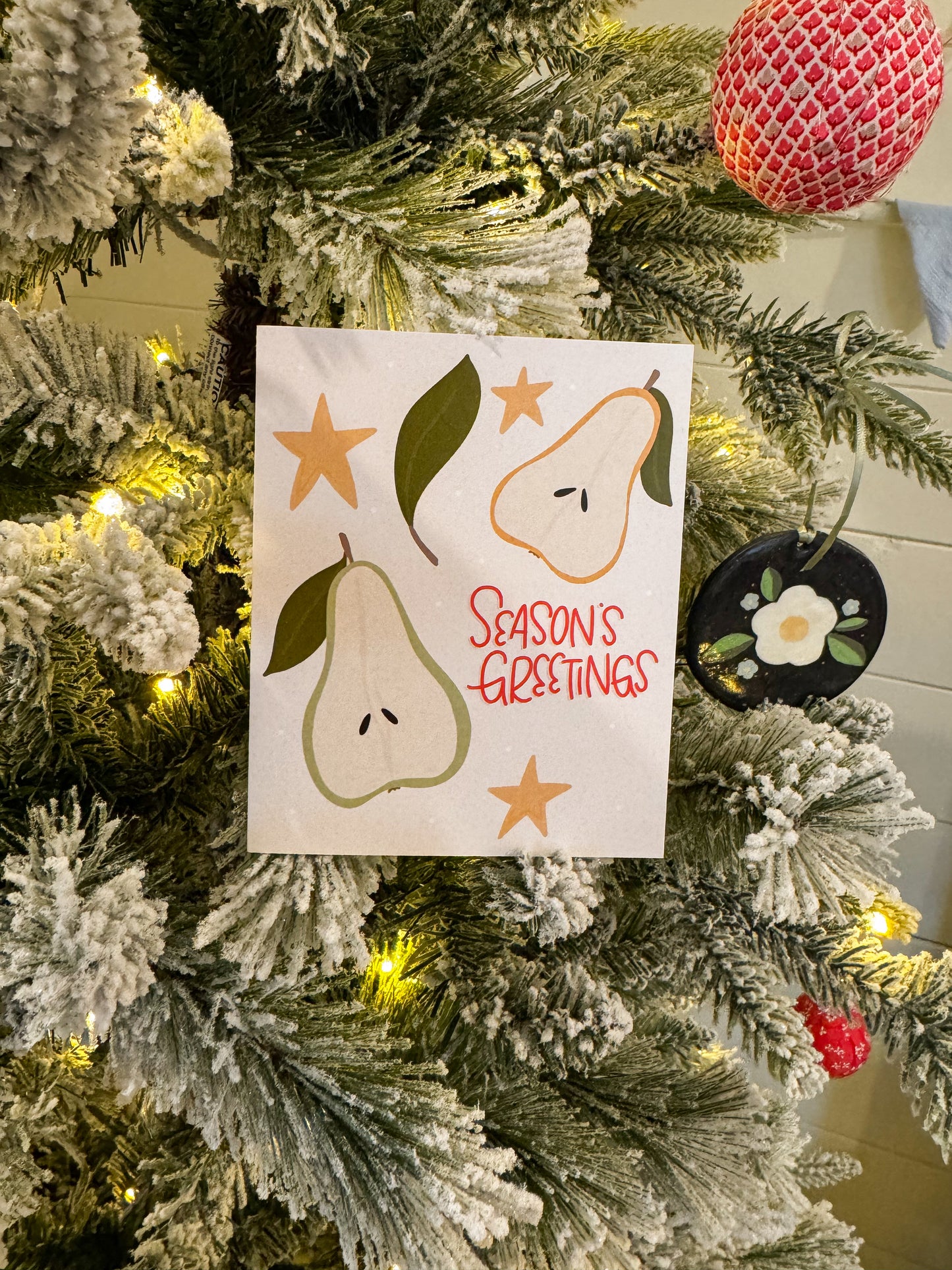 Season's Greetings Pears Greeting Card