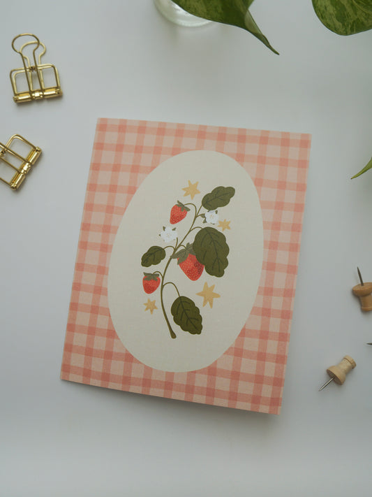 Strawberry Gingham Greeting Card