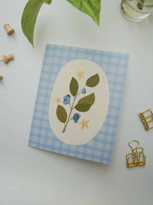 Blueberry Gingham Greeting Card