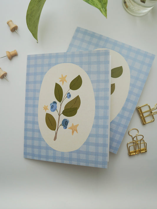 Blueberry Gingham Greeting Card