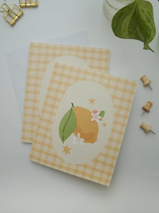 Lemon Gingham Greeting Card