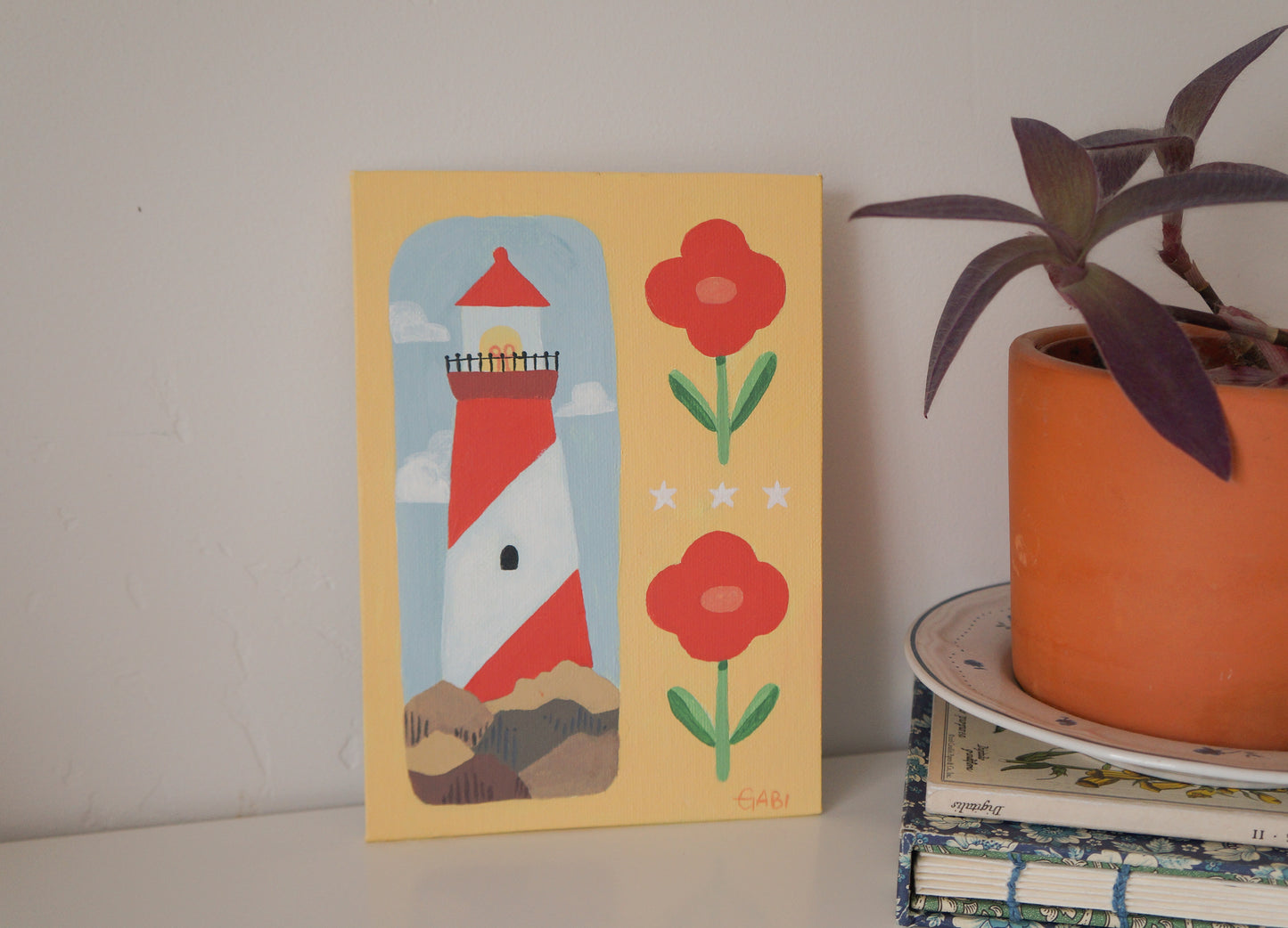 "Lighthouse Poppies" Original Painting