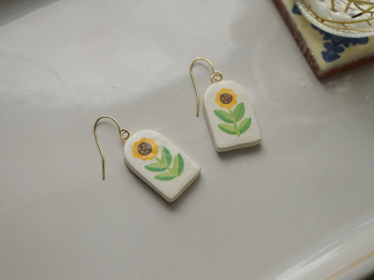 Clay Earrings - Sunflowers