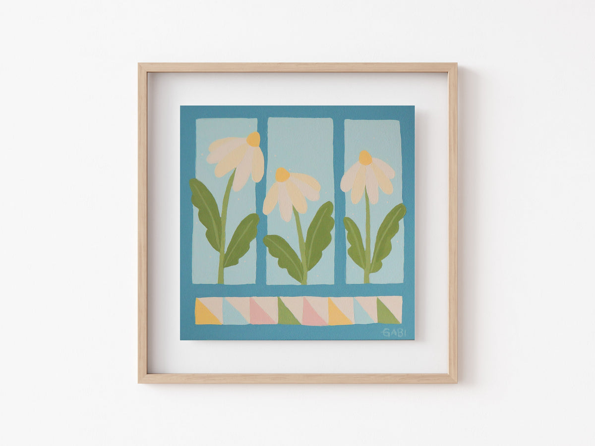 "Daisy Party" Original Art Print - 6x6