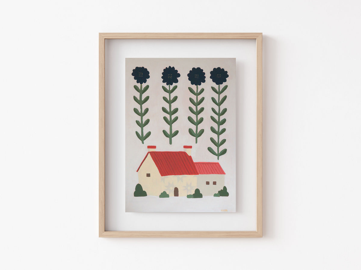 "House Under Cosmos" Original Art Print - 8x10