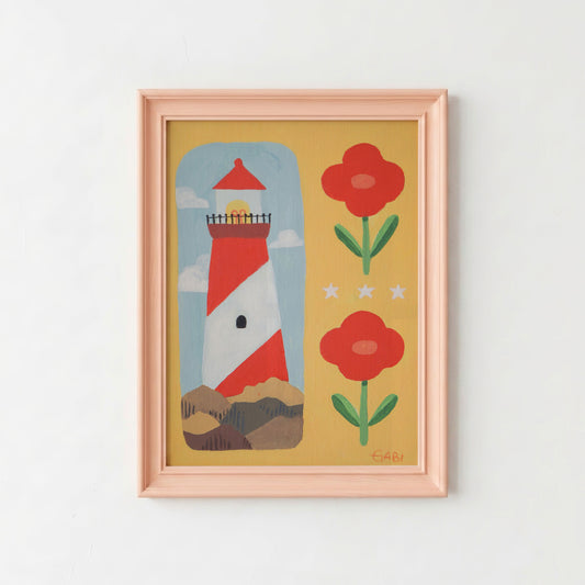 "Lighthouse Poppies" Original Art Print - 5x7