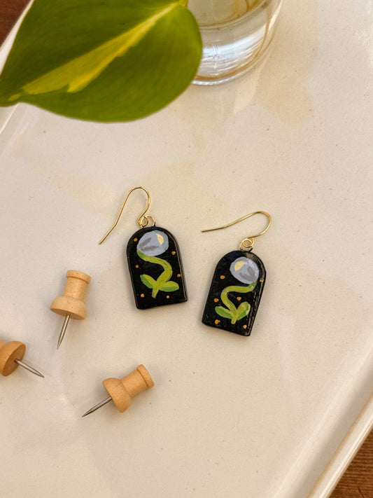 Clay Earrings - Arched Medieval Tulips