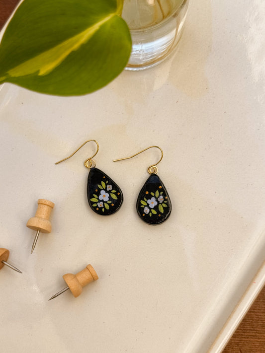 Clay Earrings - Flower Cluster Teardrops