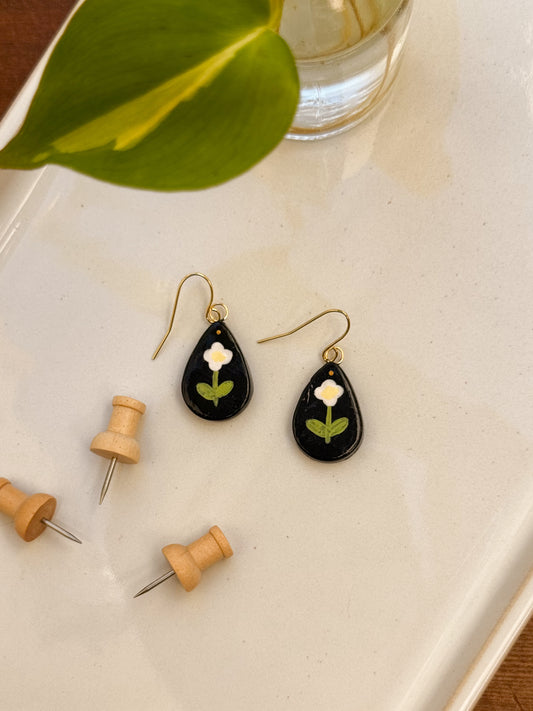 Clay Earrings - Poppy Teardrops