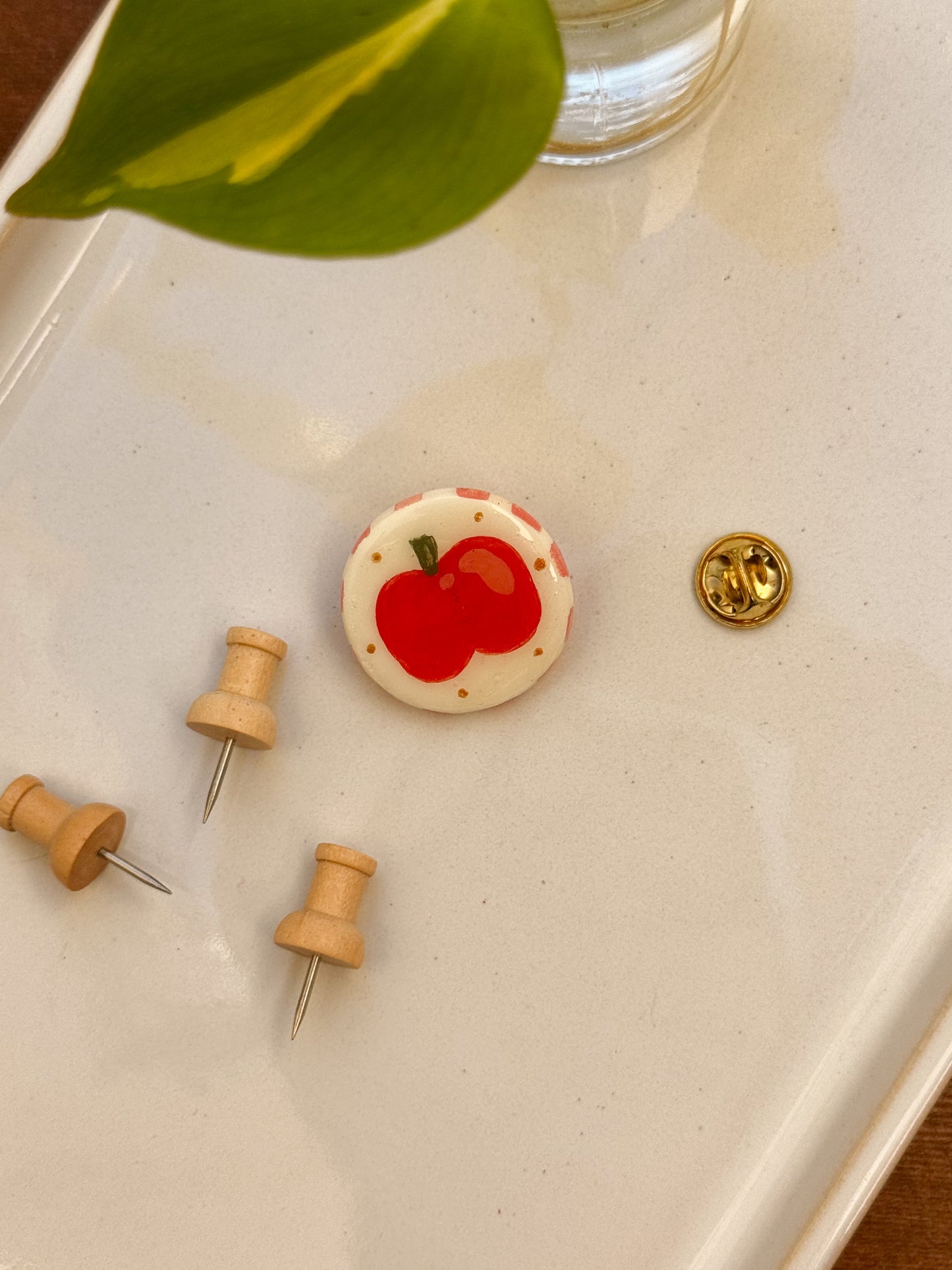 Clay Pin - Red Apple