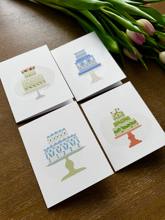 Four Cakes - Set of Greeting Cards