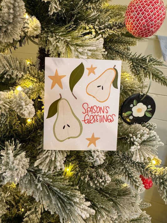 Season's Greetings Pears Greeting Card