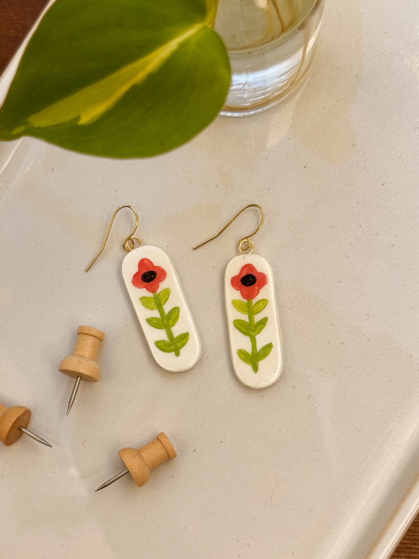 Clay Earrings - Tall Poppy