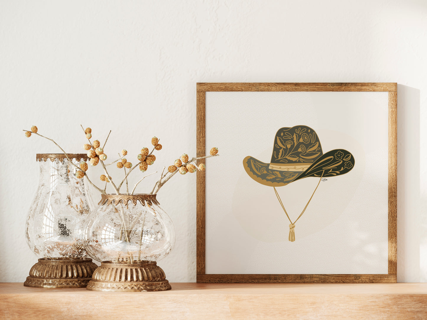 Outlaw Print: Cowgirl Hat - Black