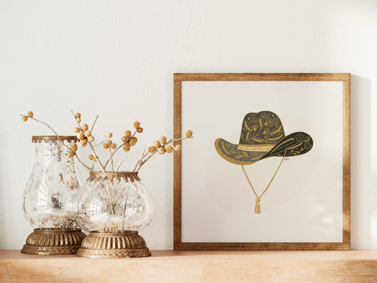 Outlaw Print: Cowgirl Hat - Black