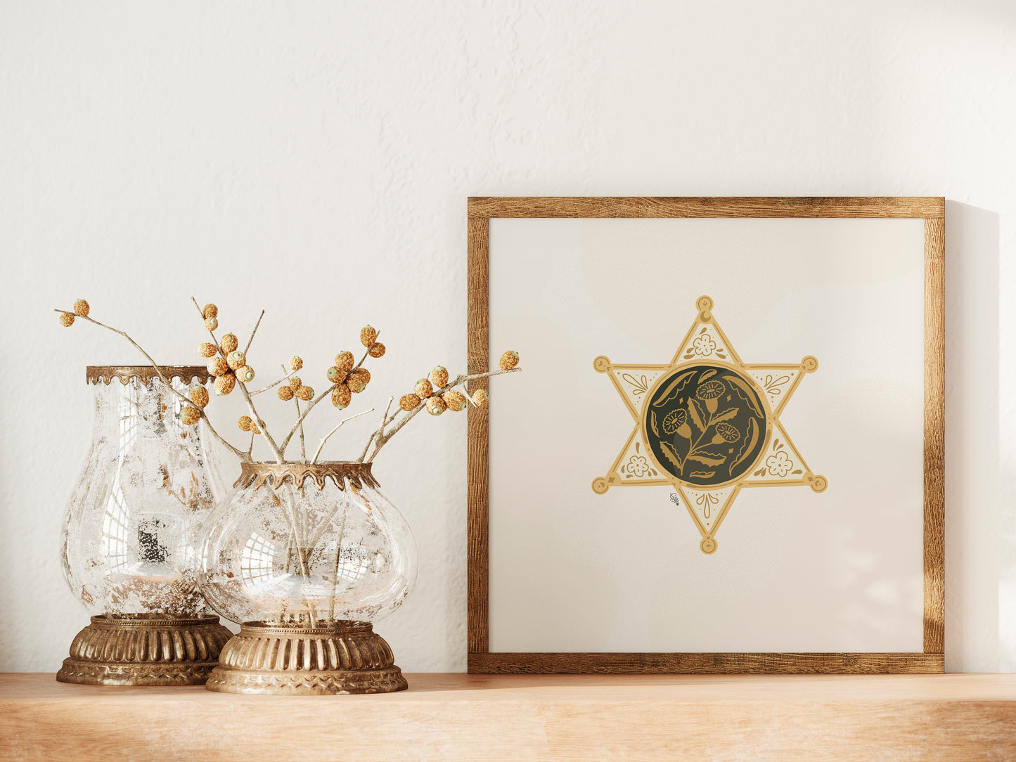 Outlaw Print: Sheriff Star - Black